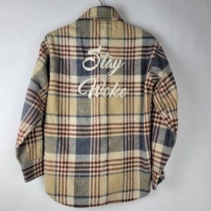 My Other Half Plaid Flannel Womens Small Handmade Stay Woke Shirt Jacket Shacket